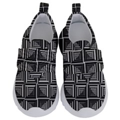 Pattern Op Art Black White Grey Velcro Strap Shoes