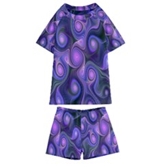 Abstract Pattern Fractal Wallpaper Kids  Swim Tee And Shorts Set