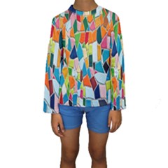 Mosaic Tiles Pattern Texture Kids  Long Sleeve Swimwear by Nexatart