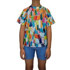 Mosaic Tiles Pattern Texture Kids  Short Sleeve Swimwear by Nexatart