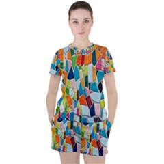 Mosaic Tiles Pattern Texture Women s Tee And Shorts Set