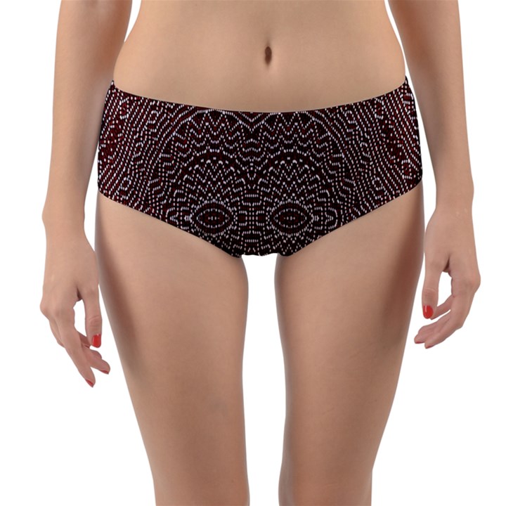 Design Pattern Abstract Reversible Mid-Waist Bikini Bottoms