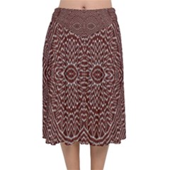 Design Pattern Abstract Velvet Flared Midi Skirt