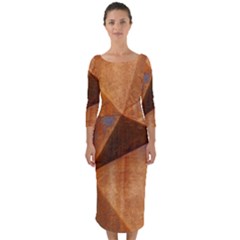 Steel Corten Steel Brown Steel Quarter Sleeve Midi Bodycon Dress