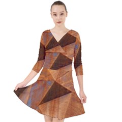 Steel Corten Steel Brown Steel Quarter Sleeve Front Wrap Dress by Nexatart