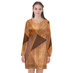 Steel Corten Steel Brown Steel Long Sleeve Chiffon Shift Dress  by Nexatart