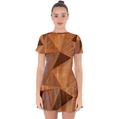 Steel Corten Steel Brown Steel Drop Hem Mini Chiffon Dress