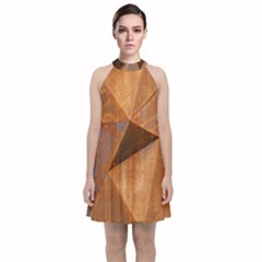 Steel Corten Steel Brown Steel Velvet Halter Neckline Dress 