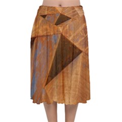 Steel Corten Steel Brown Steel Velvet Flared Midi Skirt