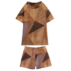 Steel Corten Steel Brown Steel Kids  Swim Tee And Shorts Set