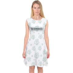 Pastel Floral Motif Pattern Capsleeve Midi Dress by dflcprints