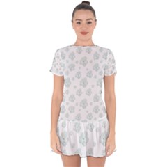 Pastel Floral Motif Pattern Drop Hem Mini Chiffon Dress by dflcprints