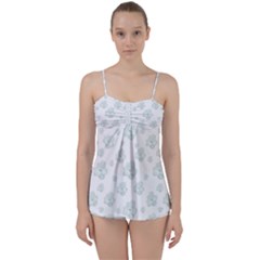 Pastel Floral Motif Pattern Babydoll Tankini Set by dflcprints