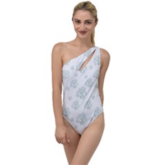 Pastel Floral Motif Pattern To One Side Swimsuit