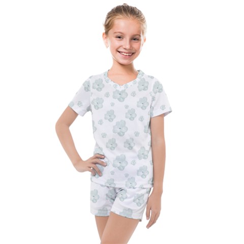 Pastel Floral Motif Pattern Kids  Mesh Tee And Shorts Set by dflcprints