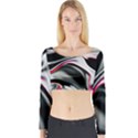 Pink and black smokey design by kiekie Strickland Long Sleeve Crop Top View1