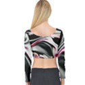 Pink and black smokey design by kiekie Strickland Long Sleeve Crop Top View2