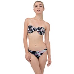 Pink And Black Smokey Design By Kiekie Strickland Classic Bandeau Bikini Set