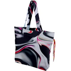 Pink And Black Smokey Design By Kiekie Strickland Drawstring Tote Bag