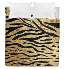 Golden Vector Embossed Golden Black Zebra Stripes Duvet Cover Double Side (queen Size) by flipstylezfashionsLLC