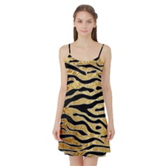 Golden Vector Embossed Golden Black Zebra Stripes Satin Night Slip by flipstylezfashionsLLC