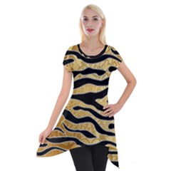 Golden Vector Embossed Golden Black Zebra Stripes Short Sleeve Side Drop Tunic by flipstylezfashionsLLC