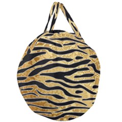 Golden Vector Embossed Golden Black Zebra Stripes Giant Round Zipper Tote by flipstylezfashionsLLC