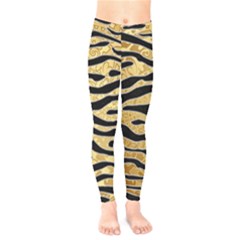 Golden Vector Embossed Golden Black Zebra Stripes Kids  Legging by flipstylezfashionsLLC