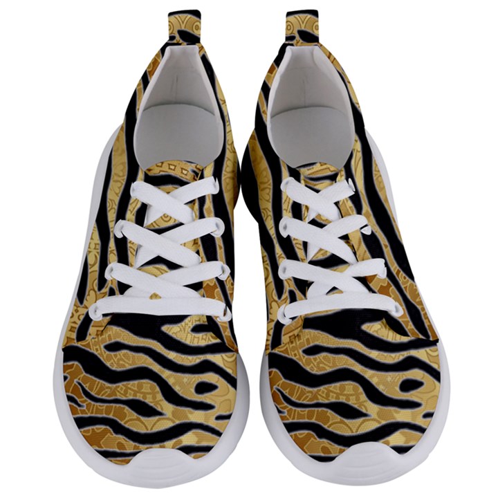 Golden vector embossed golden black zebra stripes Women s Lightweight Sports Shoes