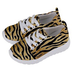 Golden Vector Embossed Golden Black Zebra Stripes Kids  Lightweight Sports Shoes by flipstylezfashionsLLC