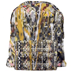 Retro Orange Black And White Liquid Gold  By Kiekie Strickland Giant Full Print Backpack by flipstylezfashionsLLC