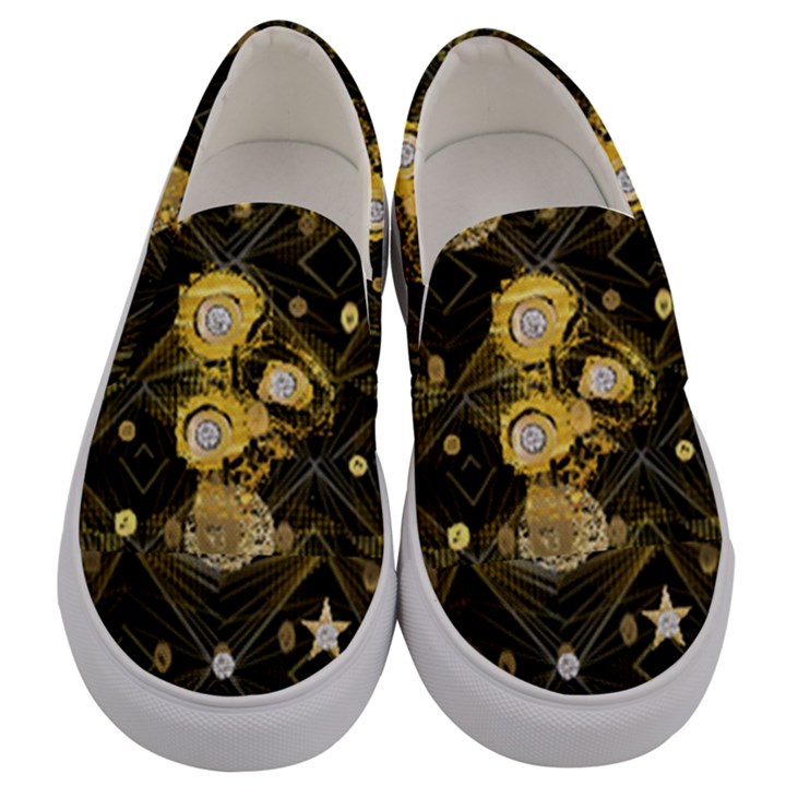 Decorative icons original gold and diamonds creative design by kiekie strickland Men s Canvas Slip Ons