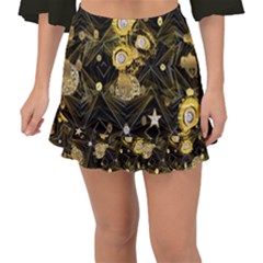 Decorative Icons Original Gold And Diamonds Creative Design By Kiekie Strickland Fishtail Mini Chiffon Skirt