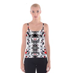 Retro Geometric Red And Black Triangles  Spaghetti Strap Top by flipstylezfashionsLLC