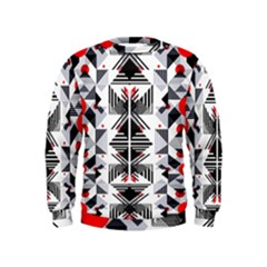 Retro Geometric Red And Black Triangles  Kids  Sweatshirt by flipstylezfashionsLLC