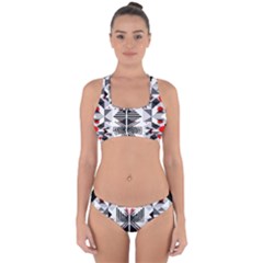 Retro Geometric Red And Black Triangles  Cross Back Hipster Bikini Set by flipstylezfashionsLLC