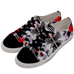 Retro Geometric Red And Black Triangles  Men s Low Top Canvas Sneakers by flipstylezfashionsLLC