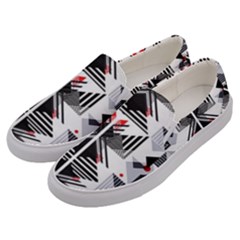 Retro Geometric Red And Black Triangles  Men s Canvas Slip Ons by flipstylezfashionsLLC