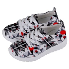 Retro Geometric Red And Black Triangles  Kids  Lightweight Sports Shoes by flipstylezfashionsLLC