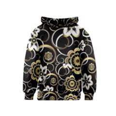 Beautiful Gold And White Flowers On Black Kids  Pullover Hoodie by flipstylezfashionsLLC