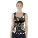 Beautiful Gold and white flowers on black Racer Back Sports Top View1