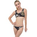 Beautiful Gold and white flowers on black The Little Details Bikini Set View1