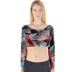 Beautiful Hibiscus Flower Design  Long Sleeve Crop Top by flipstylezfashionsLLC