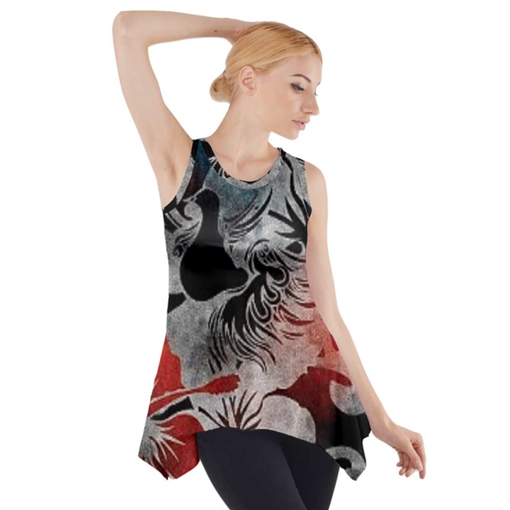 Beautiful Hibiscus Flower Design  Side Drop Tank Tunic