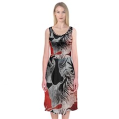 Beautiful Hibiscus Flower Design  Midi Sleeveless Dress by flipstylezfashionsLLC