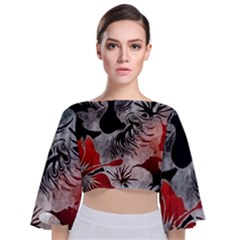 Beautiful Hibiscus Flower Design  Tie Back Butterfly Sleeve Chiffon Top by flipstylezfashionsLLC