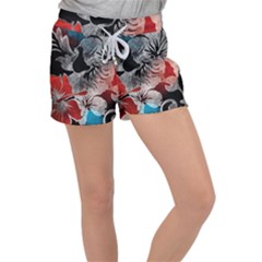 Beautiful Hibiscus Flower Design  Women s Velour Lounge Shorts by flipstylezfashionsLLC