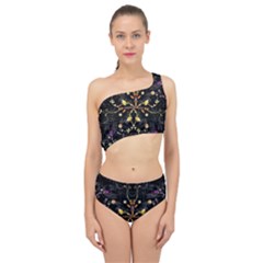 Beautiful Floral Swirl Brushes Vector Design Spliced Up Two Piece Swimsuit by flipstylezfashionsLLC