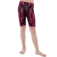 Gorgeous Burgundy Native Watercolors By Kiekie Strickland Kids  Mid Length Swim Shorts by flipstylezfashionsLLC