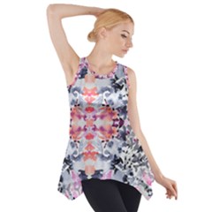 Elegant Japanese Inspired Floral Pattern  Side Drop Tank Tunic by flipstylezfashionsLLC